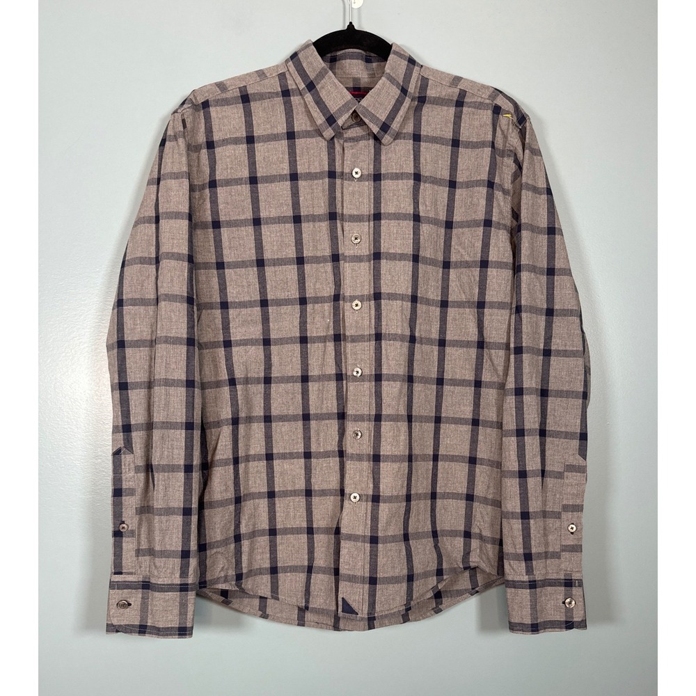 UNTUCKit Mens Medium Long Sleeve Plaid Button Down Shirt Cotton Grey Navy